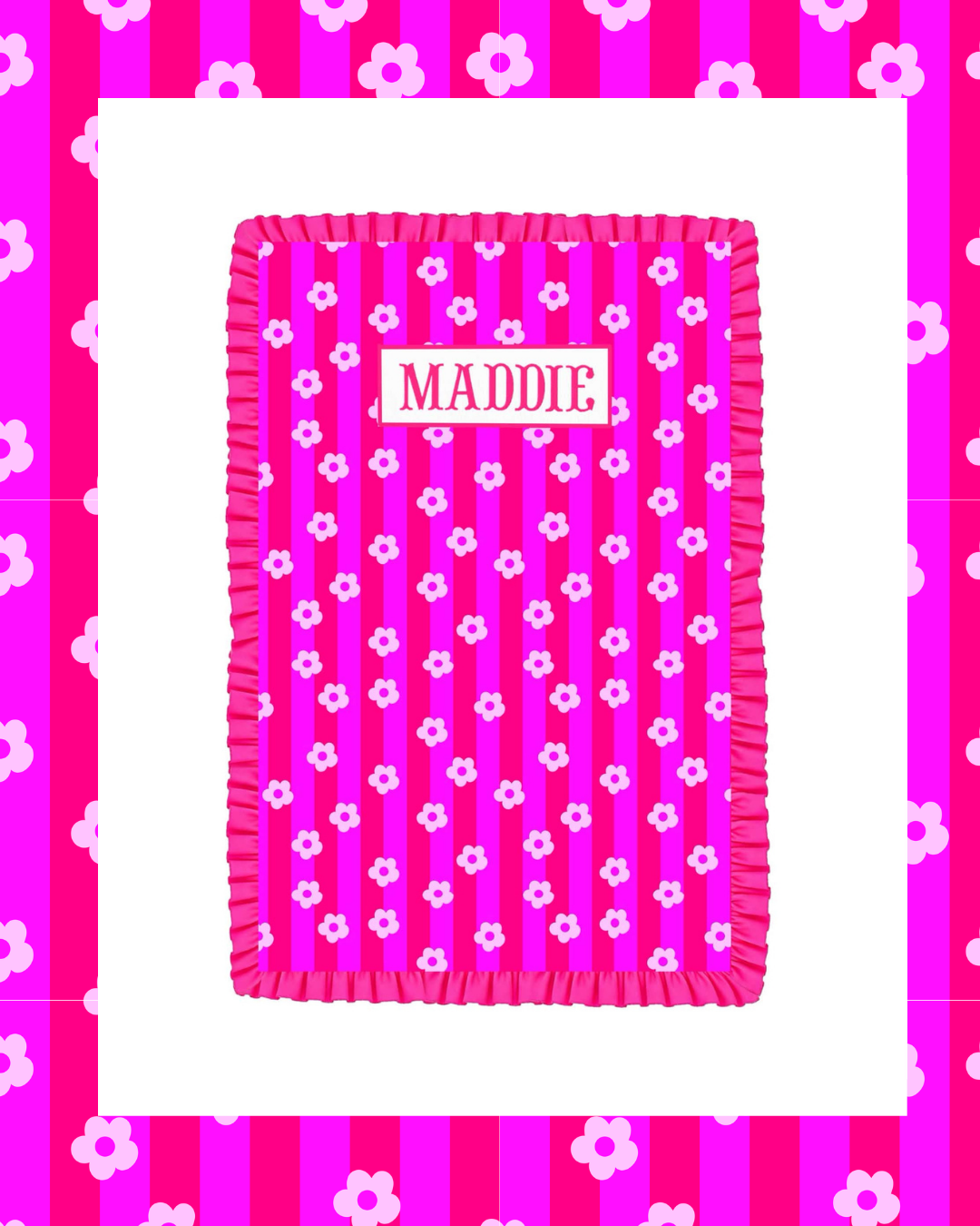 Preorder - Hand Smocked Pink Stripe Flower Towel