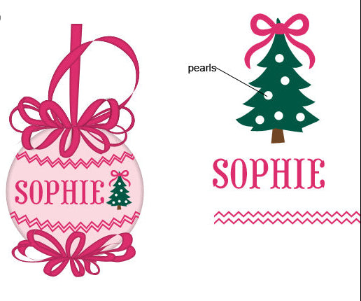 Preorder - CUSTOMIZABLE Pink Hand Smocked Ornament with Pearls / Ships mid October
