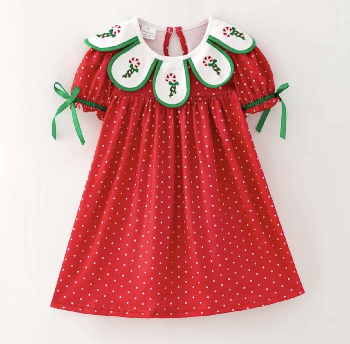 Preorder - red polka dot petal neck Christmas dress / ships Sept