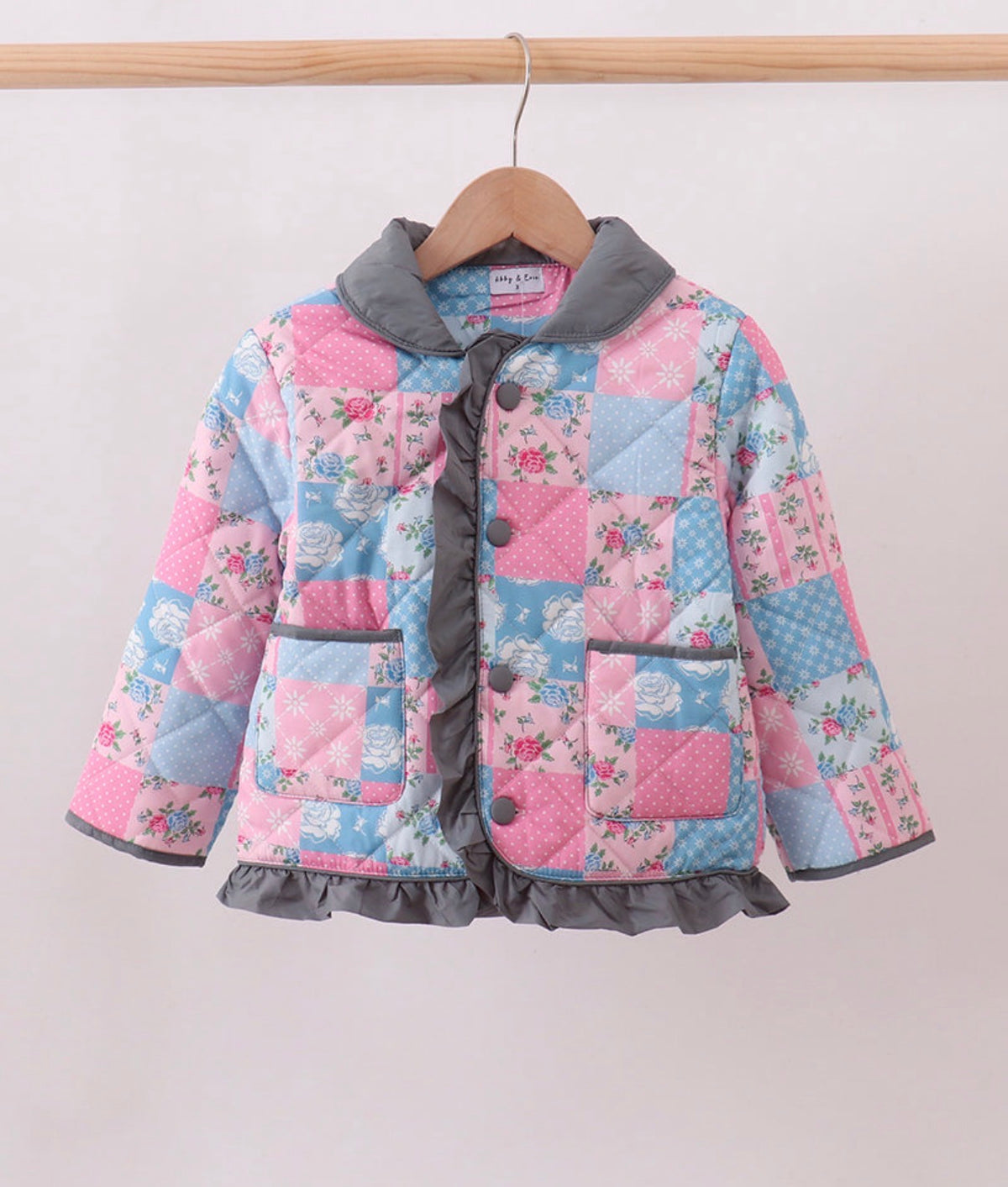 Pink and Blue Floral Ruffle Coat