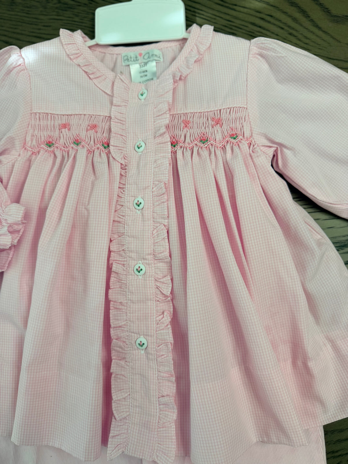 Petit Ami Pink Hand Smocked Pant Set