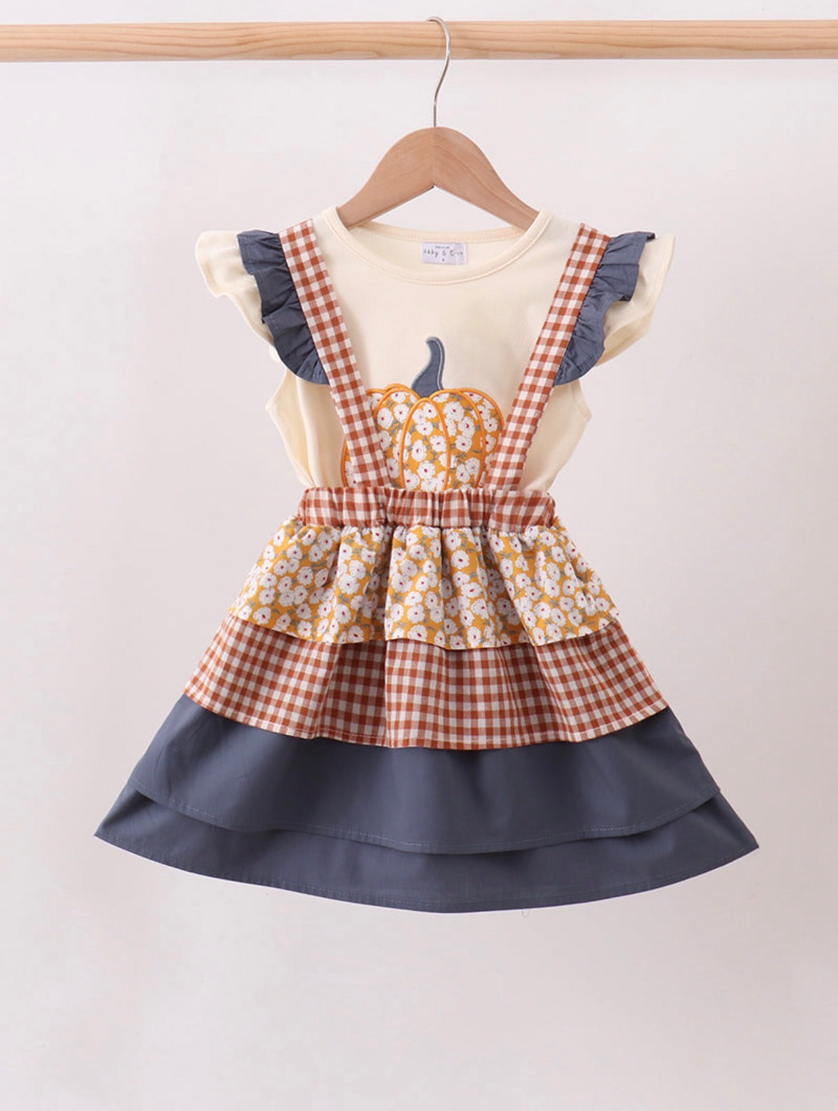 Plaid Pumpkin Dress Set - 2pc