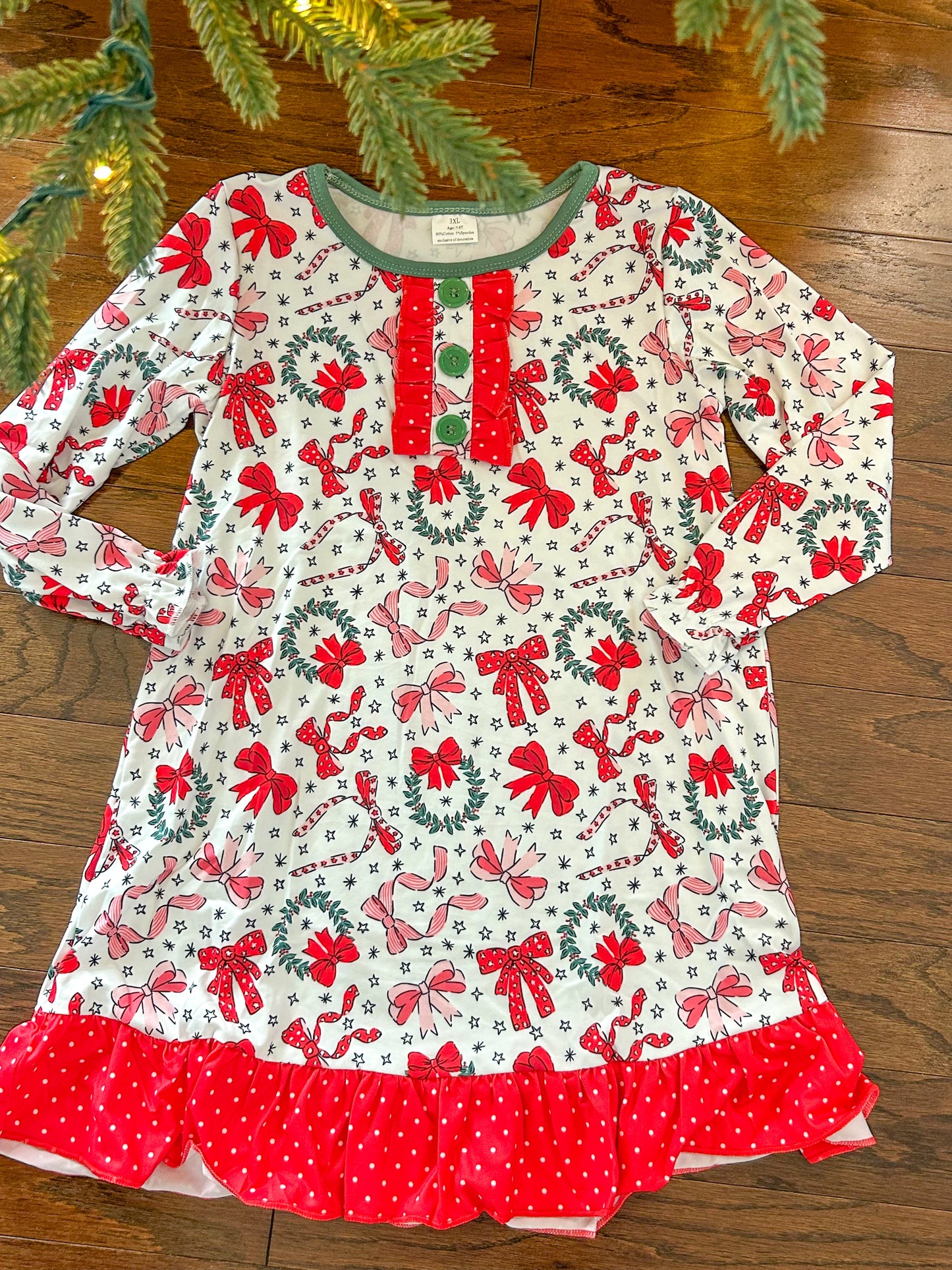 Preorder - red bow wreath gown - Ships Sept