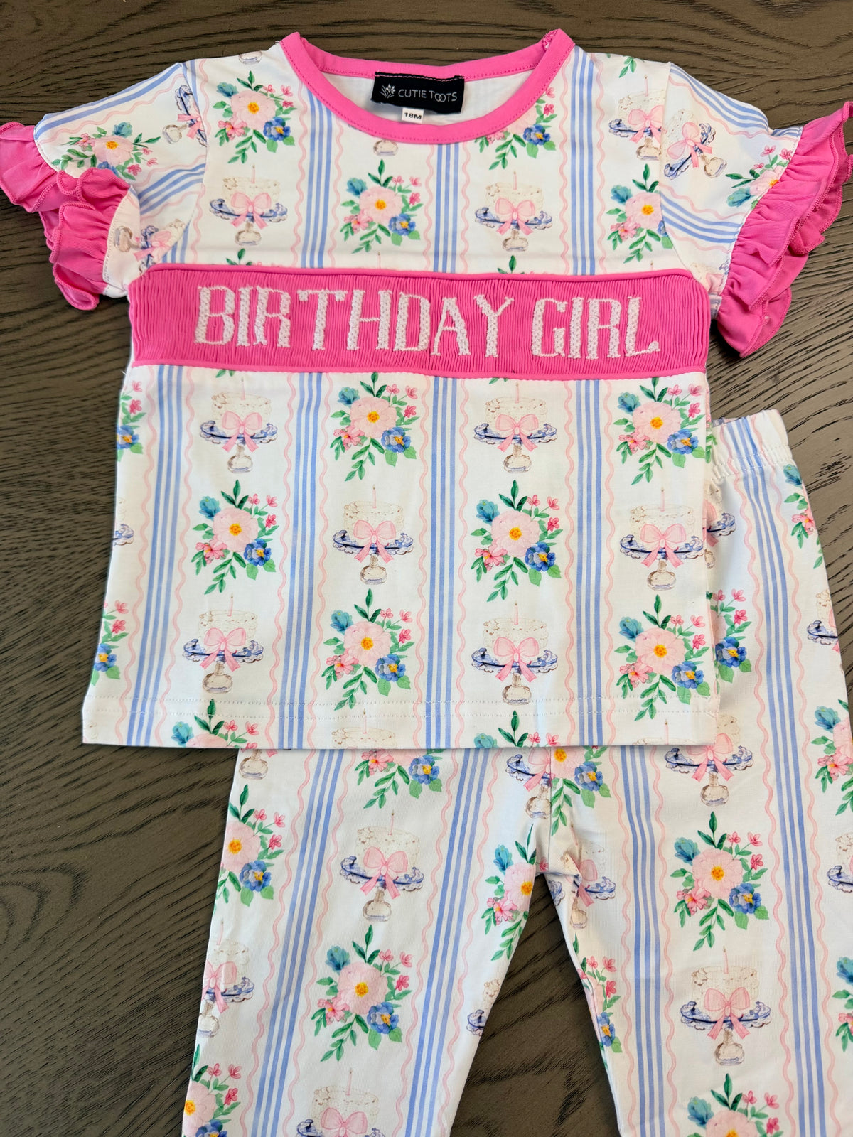 Hand Smocked BIRTHDAY GIRL ruffle lounge