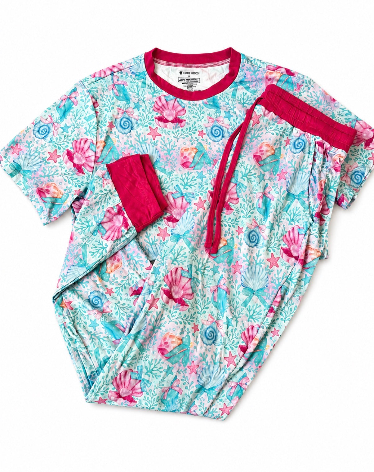 Adult Pink and Blue Beach Bamboo Jogger Set