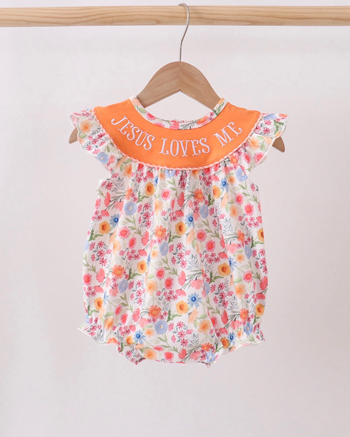 Orange Jesus Loves Me floral bubble