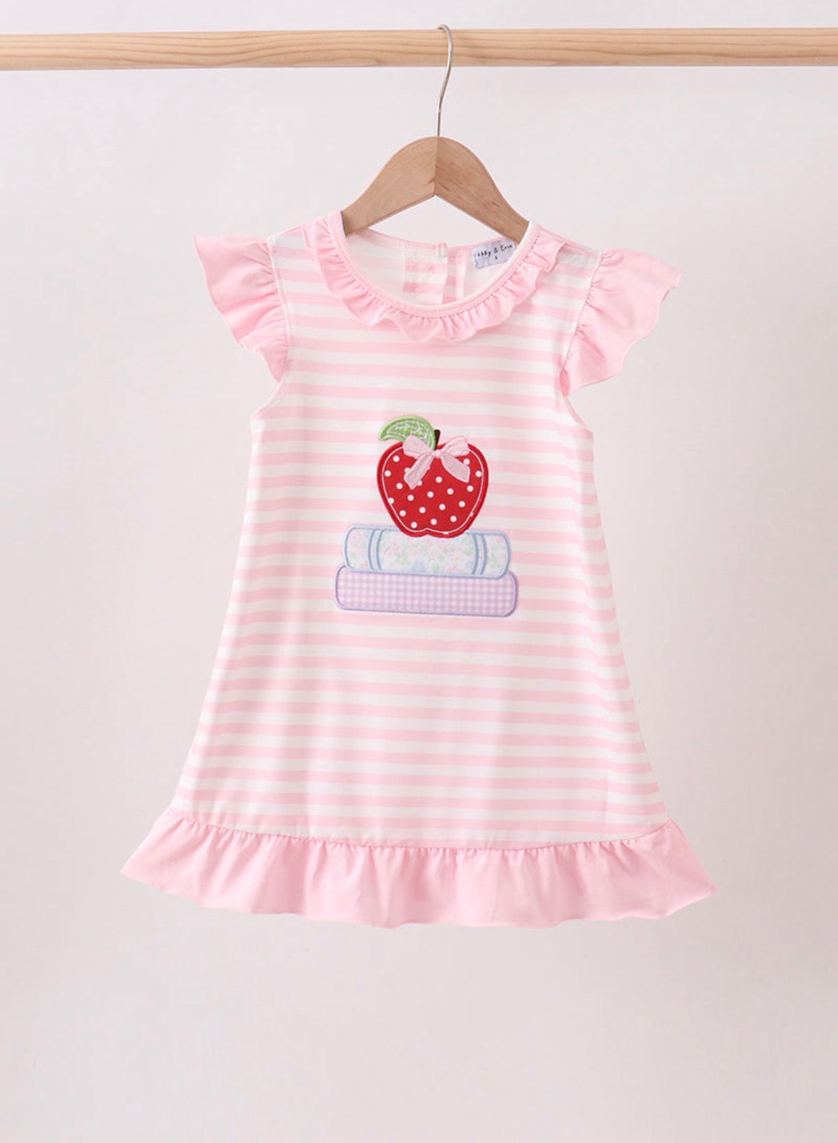 Pink stripe apple book dress 2T