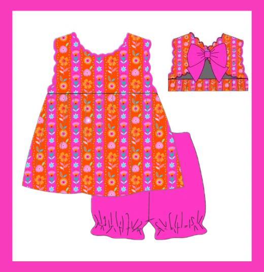 Preorder - Floral Bow Back Shortie Set / ships July