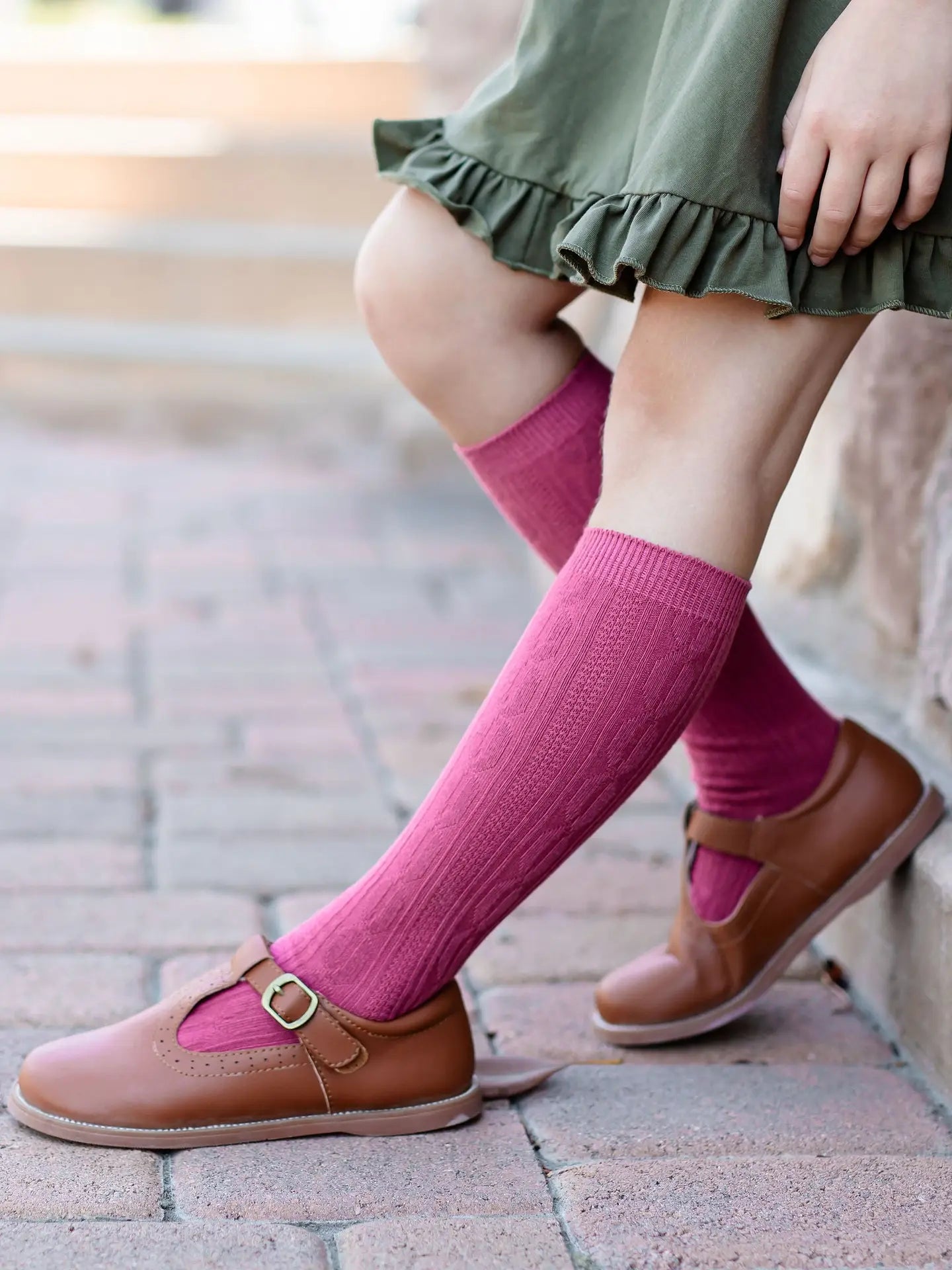 Mulberry Cable Knit Knee High Socks