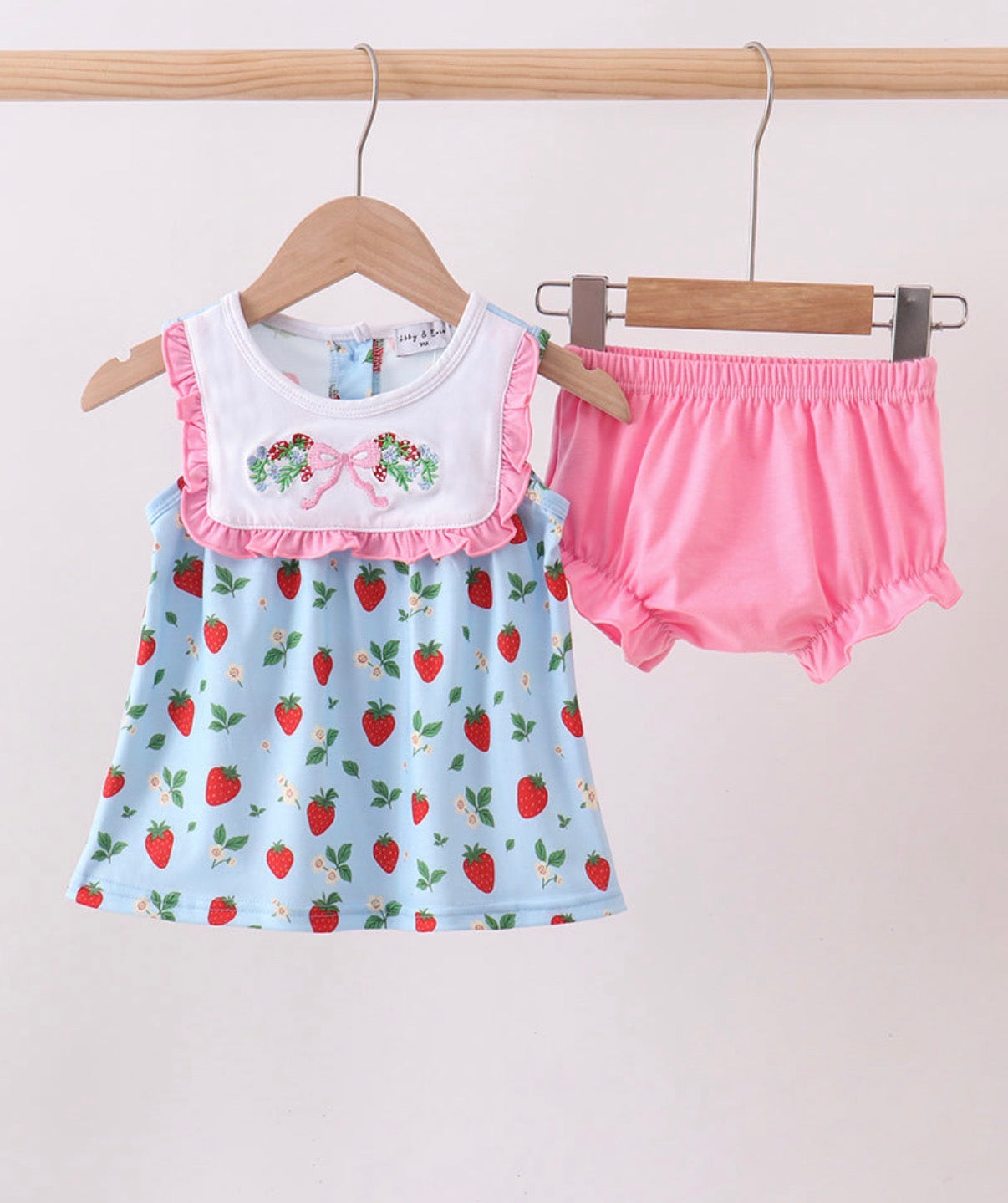 Blue Strawberry Diaper Set