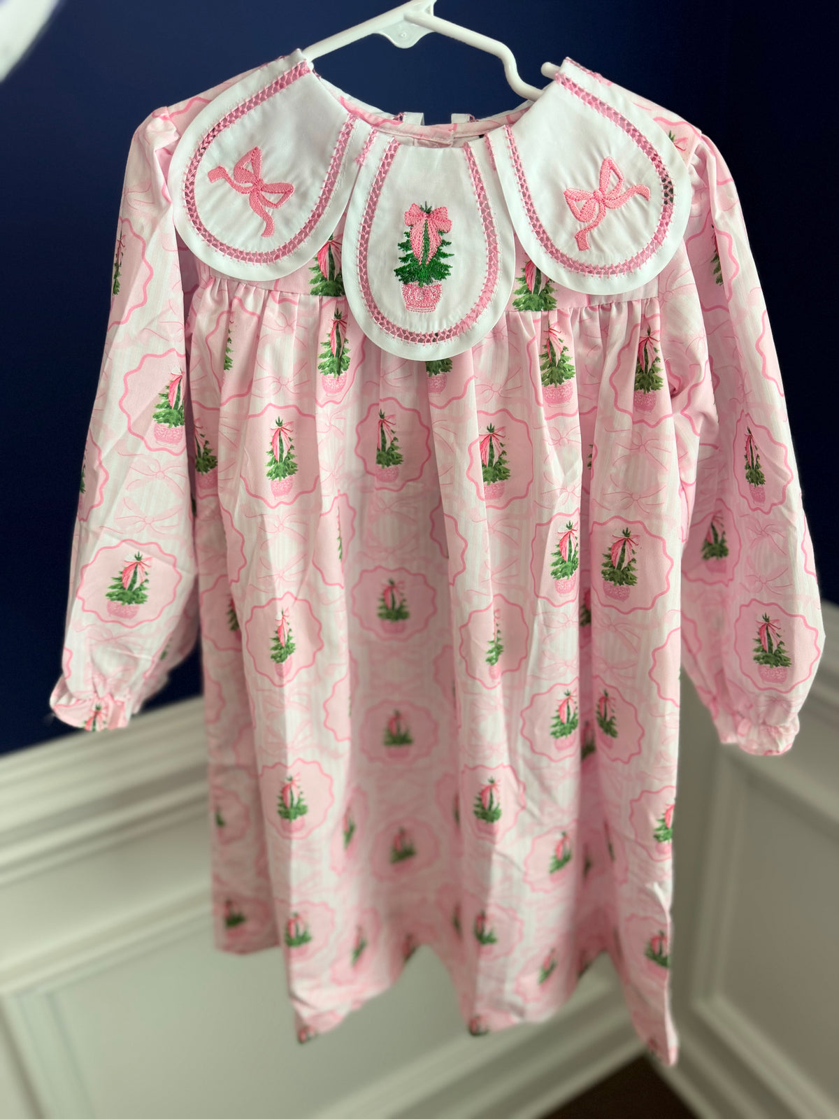 Pink Christmas Tree Petal Neck Dress