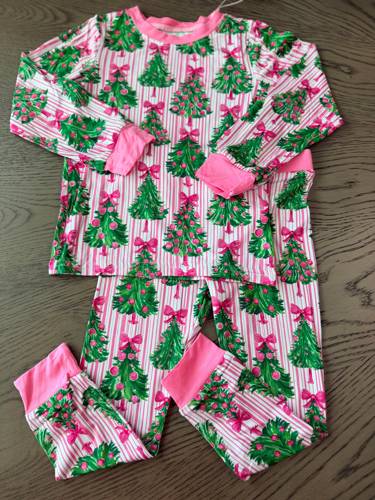 Pink Christmas Tree Bamboo Set