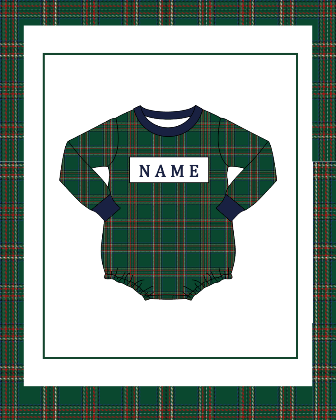 Preorder / Christmas Plaid Boys Bubble - Ships late October