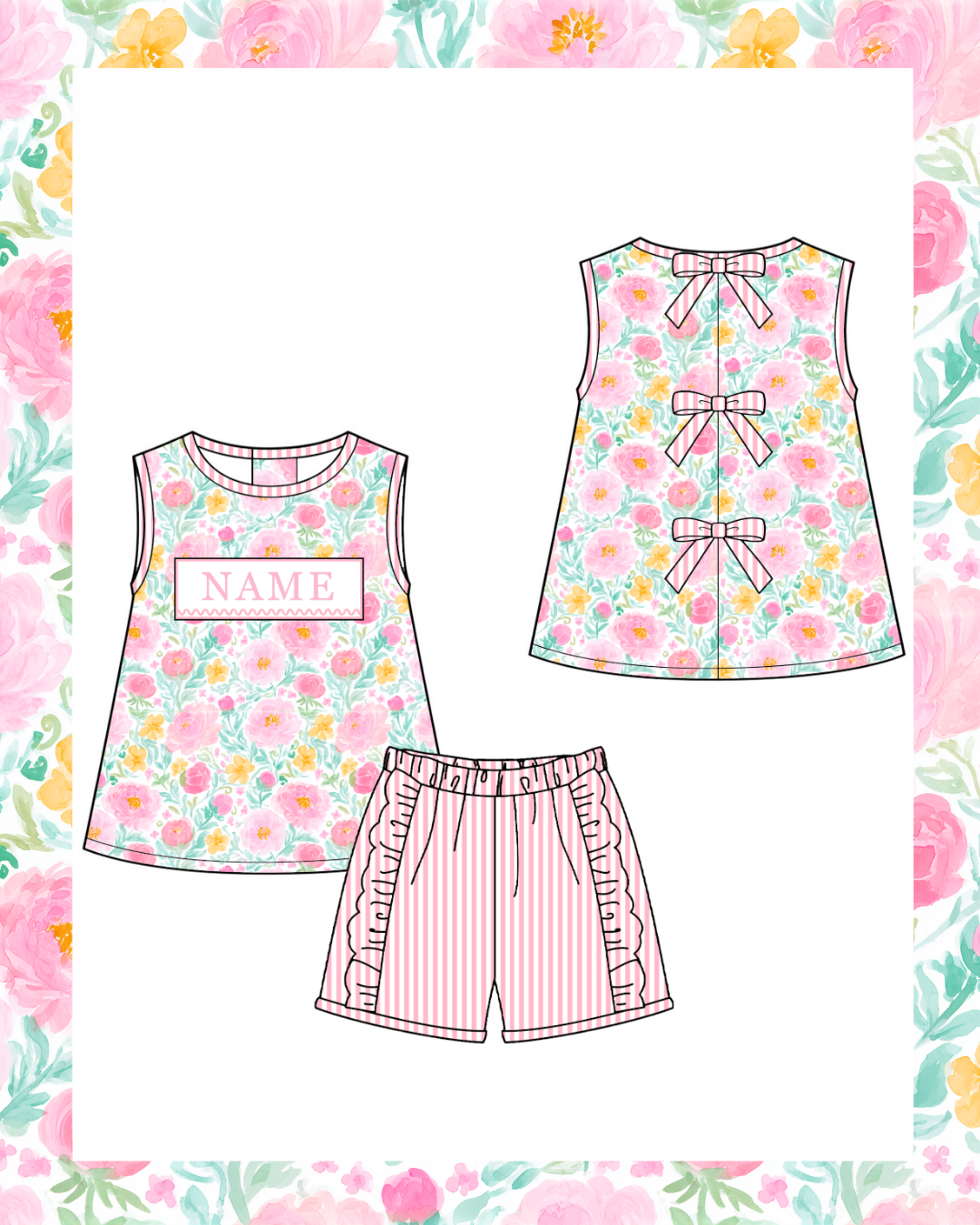 Preorder - Pink Floral Short Shet - Ships late Jan/early Feb