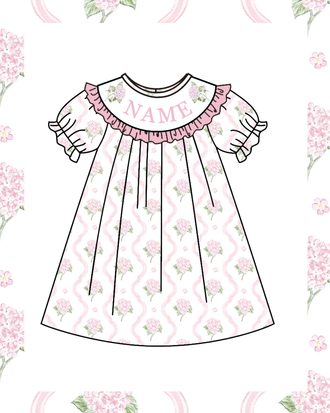 Preorder - Pink Hydrangea Dress - Ships late Jan/early Feb