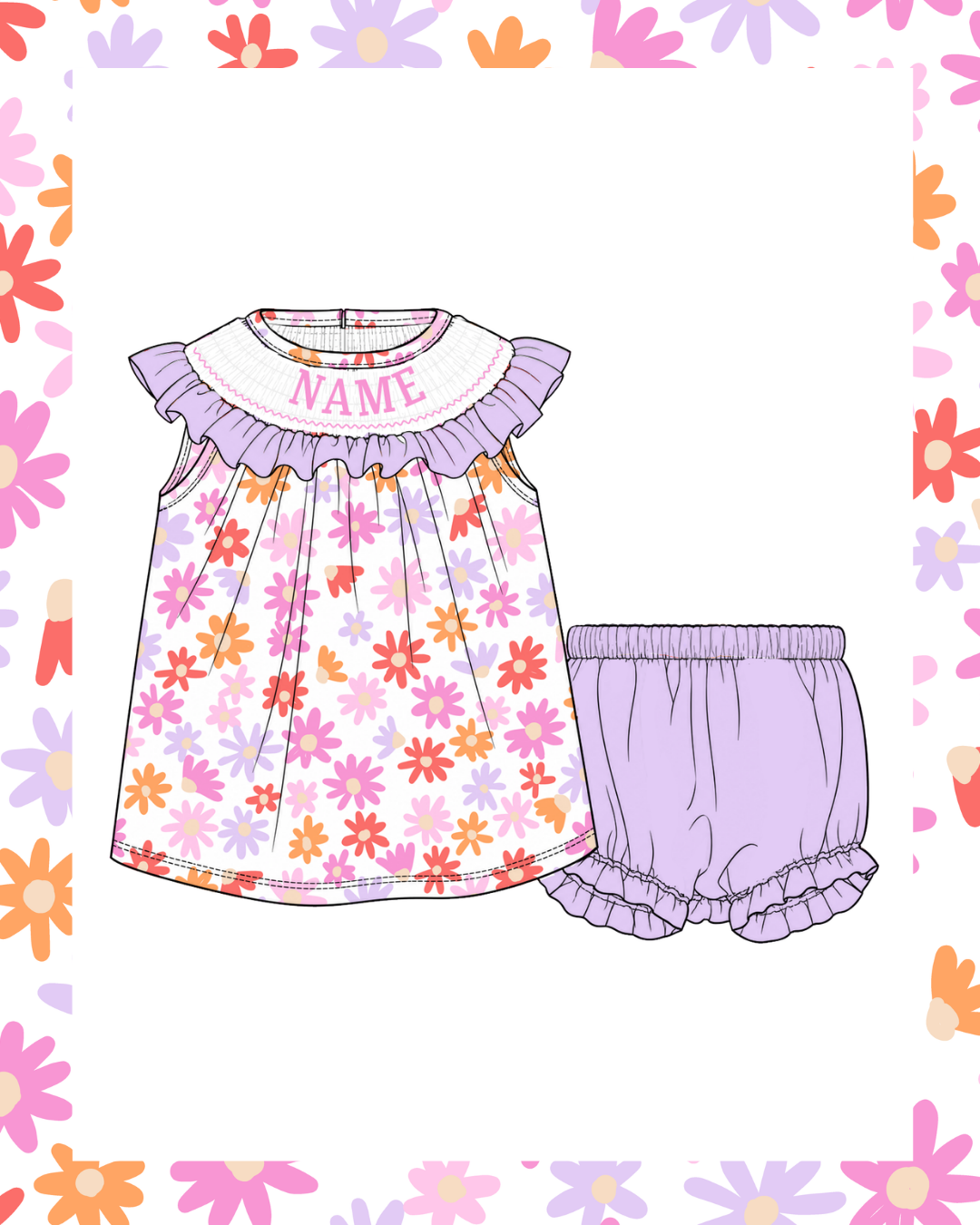 Preorder - Flower Diaper Set - Ships late Jan/early Feb