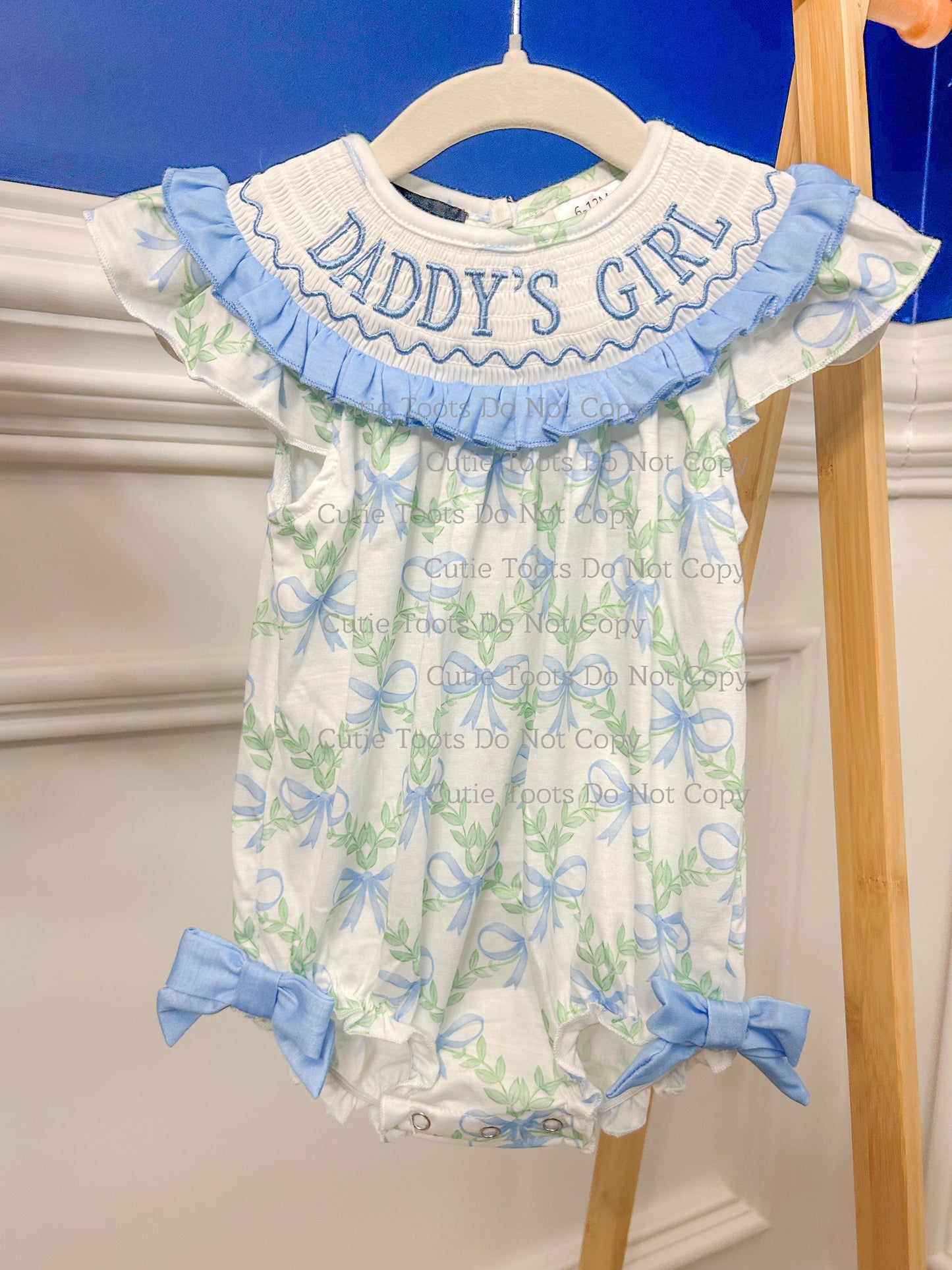 DADDY'S GIRL blue bow bubble
