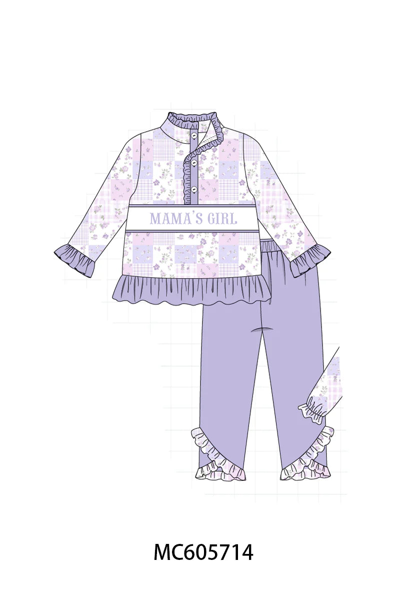 Purple MAMA'S GIRL Ruffle Pant Set - Ships December