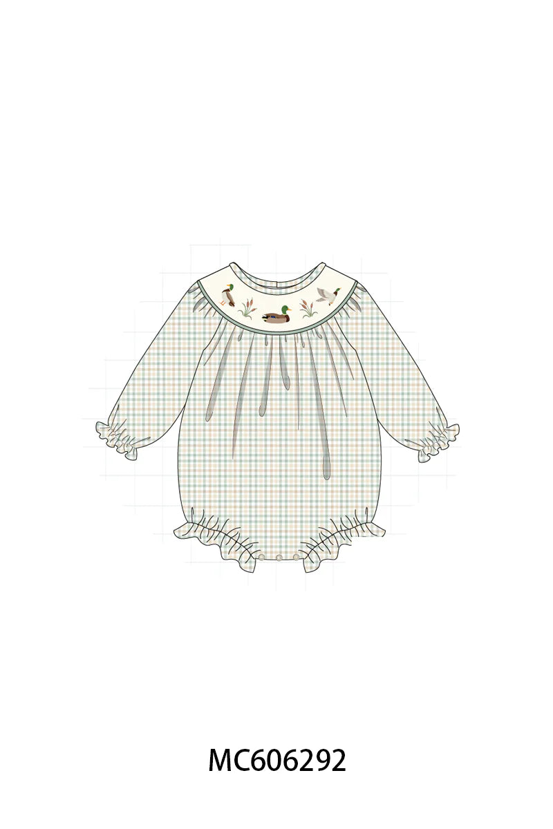 Plaid Ducks Girl Bubble - Ships December