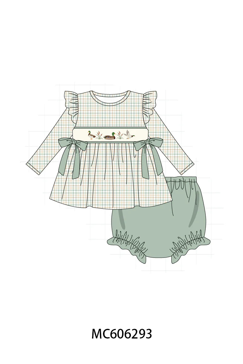 Plaid Ducks Diaper Set - Ships December
