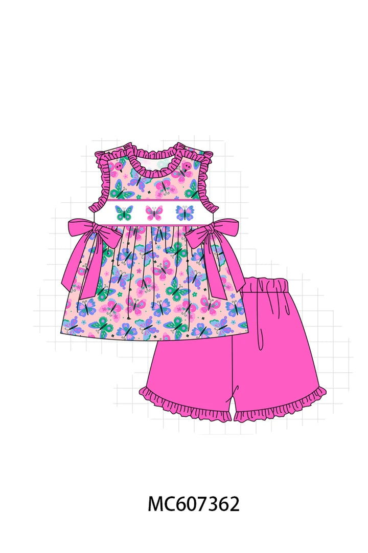 Preorder - Butterfly Ruffle Short Set / Ships late Jan