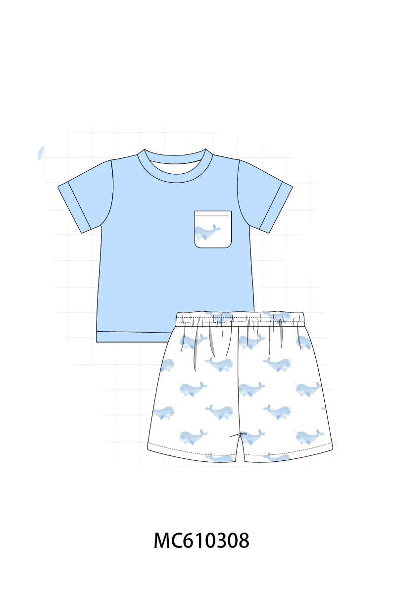 Preorder - Boys Whale Short Set / Ships April