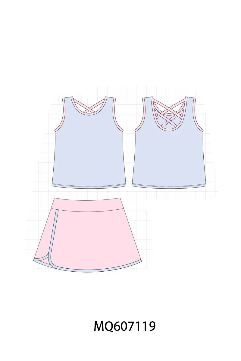 Preorder - Pink & Blue Active SKORT set / Ships late Jan