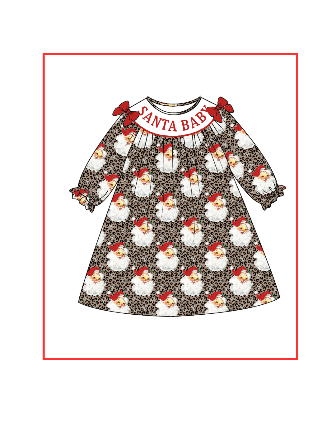 $20 Customer Appreciation Preorder / Leopard SANTA BABY Dress - Ships late October