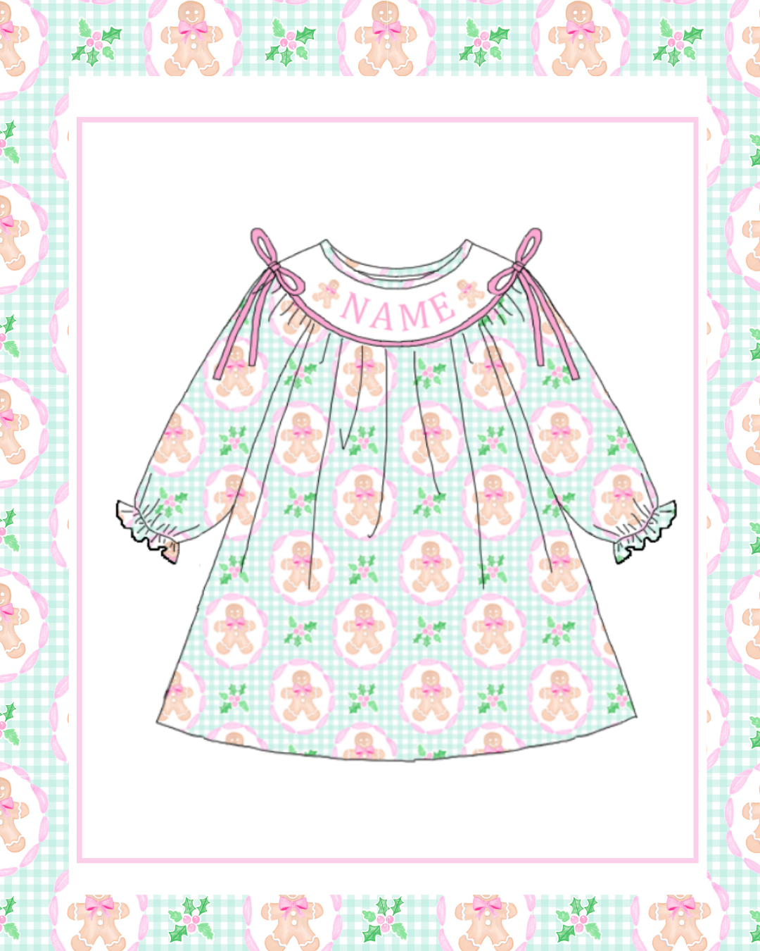 Preorder / Pink and Green Gingerbread Dress - Ships late November