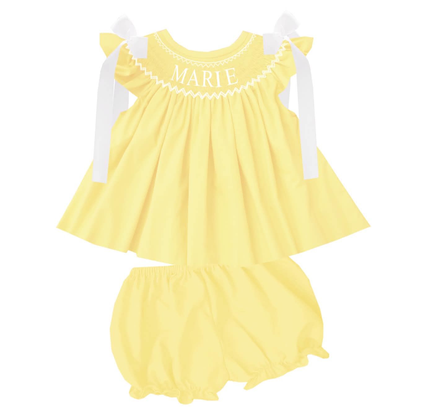 Hand Smocked Custom Name - Yellow