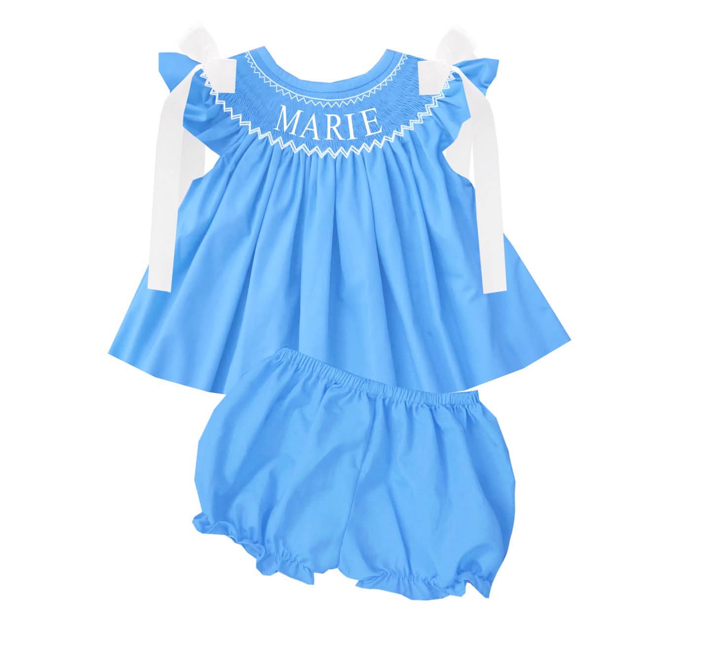 Hand Smocked Custom Name - Blue