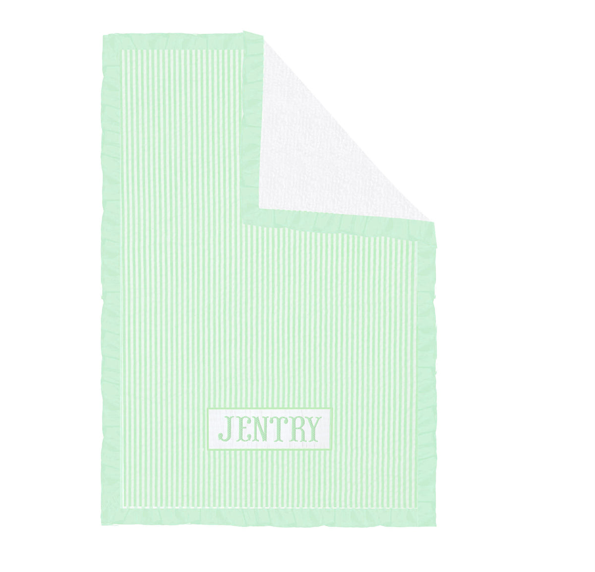 Preorder - Hand Smocked Seersucker - Towel WITH RUFFLES (Ships from CT to customers early March)
