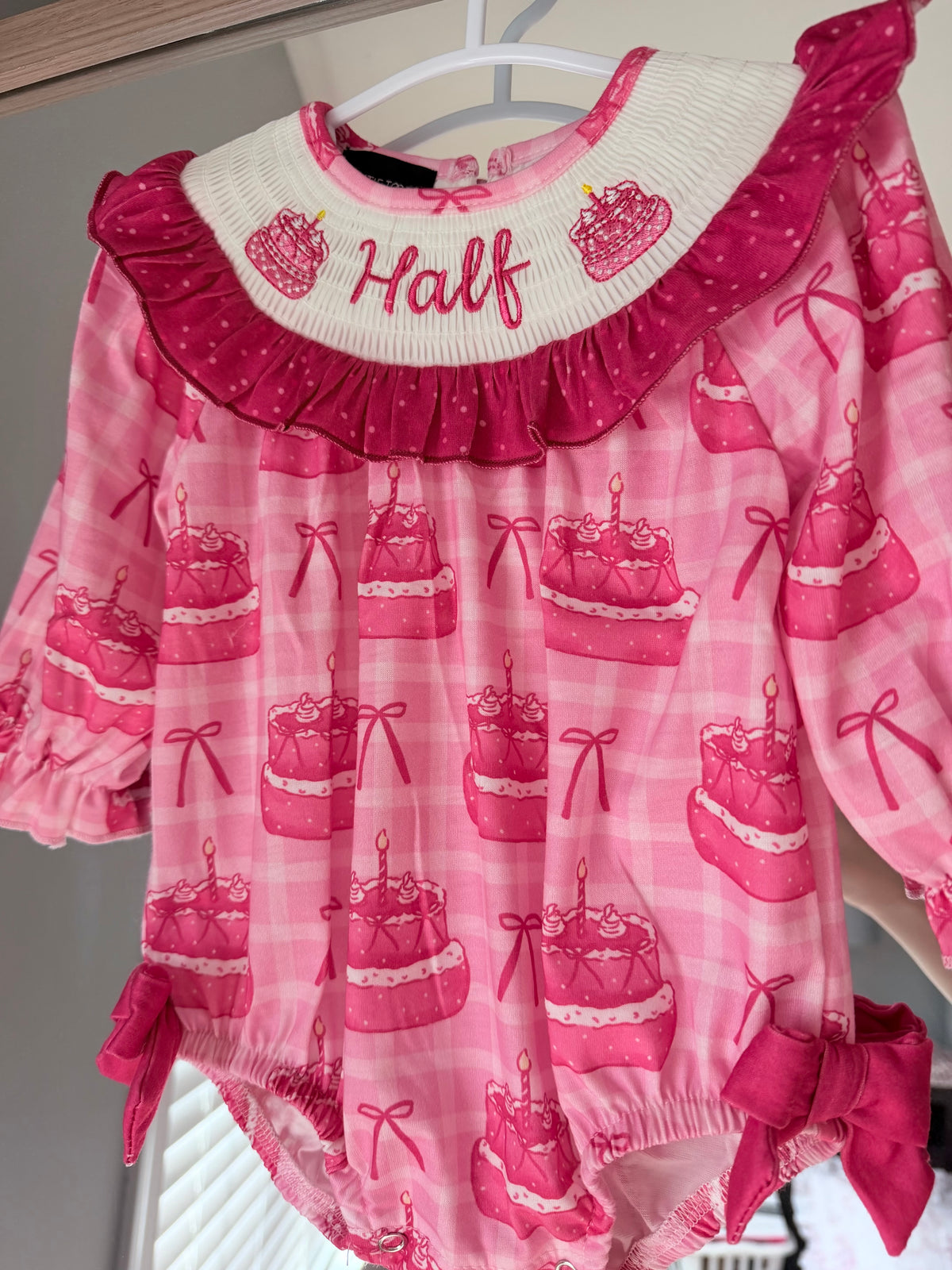 Pink half birthday cake bubble