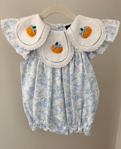 French Knot Blue Toile Pumpkin Bubble