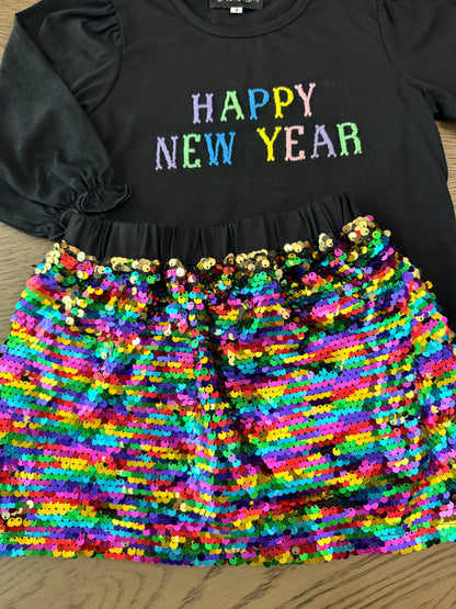 Happy New Year French Knot Sequin Skort Set