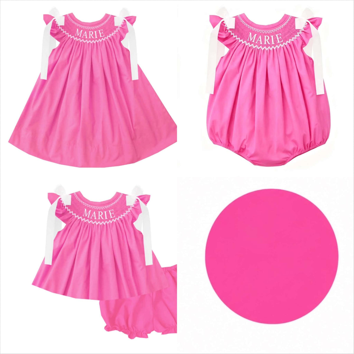 Hand Smocked Custom Name - Hot Pink
