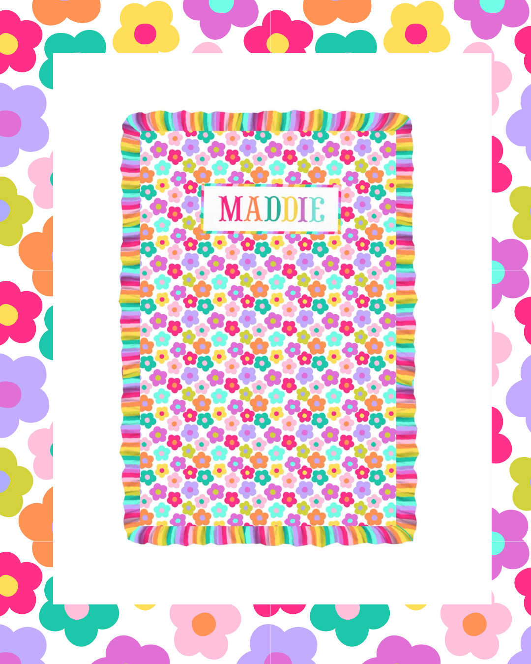 Preorder - Hand Smocked Multi Colored Flower Towel