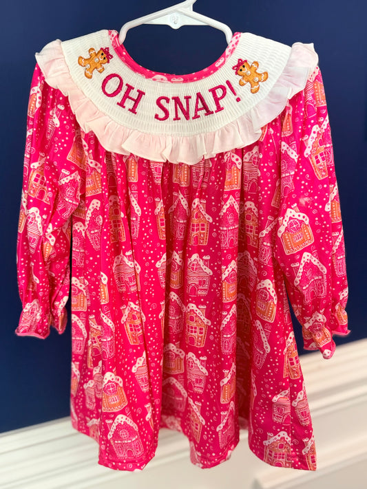 OH SNAP Hot Pink Pearl Gingerbread Dress