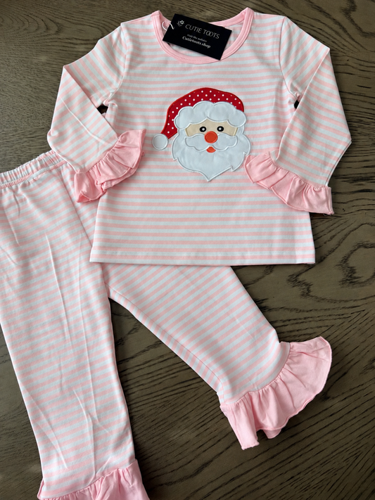 Pink Stripe Santa Ruffle Lounge