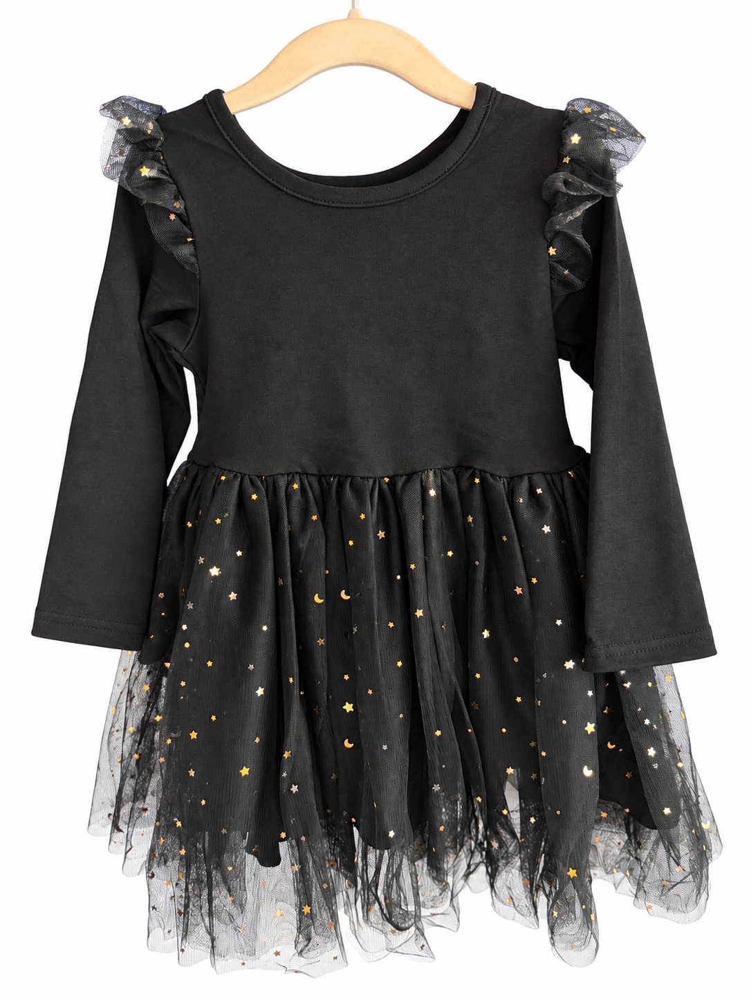 Black Tulle Dress with Gold Stars