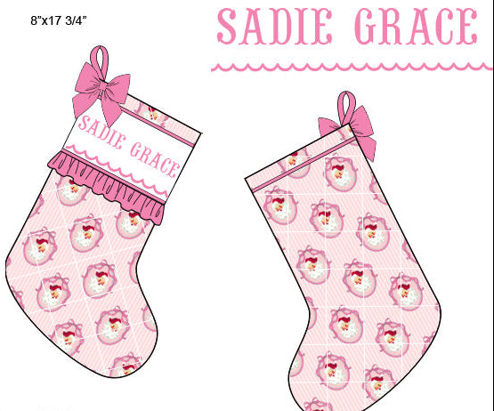 Preorder - CUSTOMIZABLE Pink Hand Smocked Stocking / Ships mid October