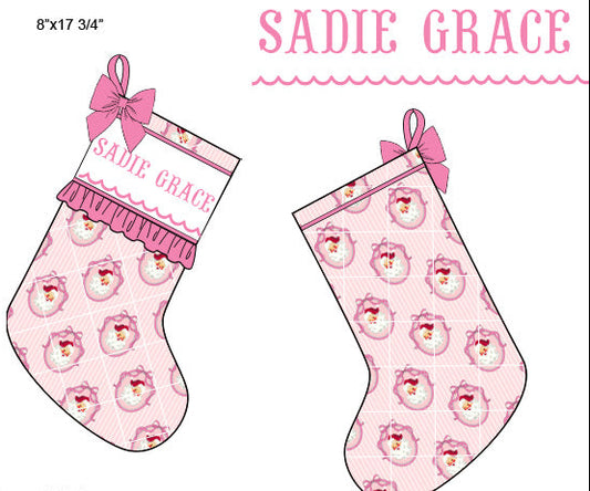 Preorder - CUSTOMIZABLE Pink Hand Smocked Stocking / Ships mid October
