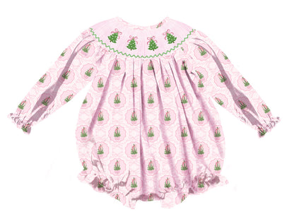 Preorder - Hand Smocked Pink Tree with Pearls / Ships early Oct