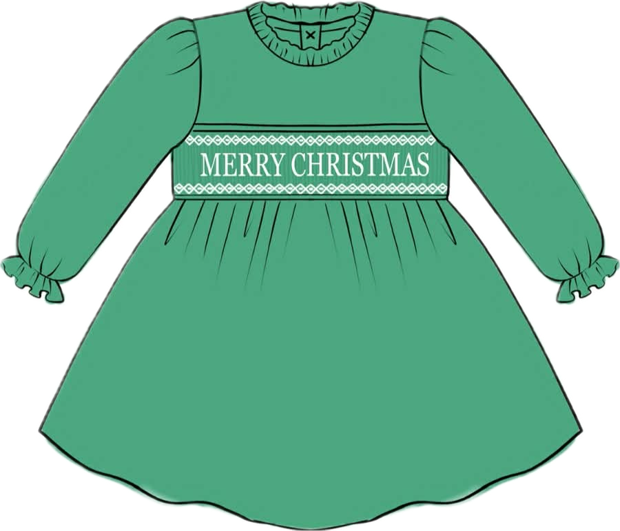Green MERRY CHRISTMAS Pearl Dress