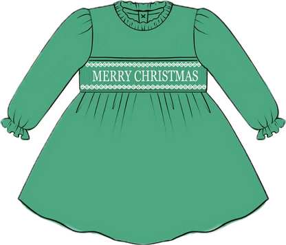 Green MERRY CHRISTMAS Pearl Dress
