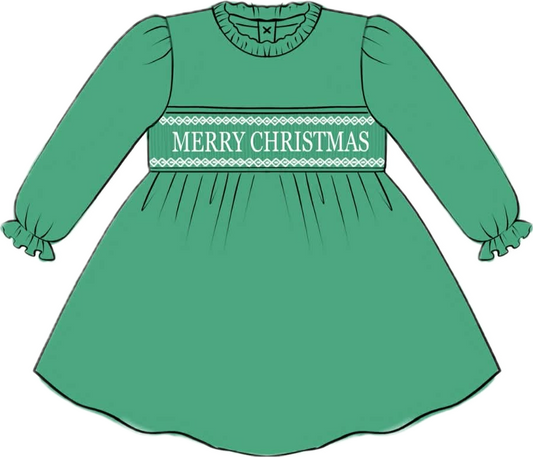 Green Merry Christmas Pearl Dress / Ships to customers October