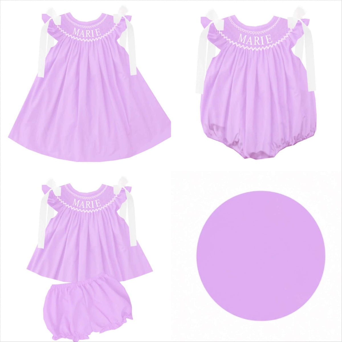 Hand Smocked Custom Name - Light Purple