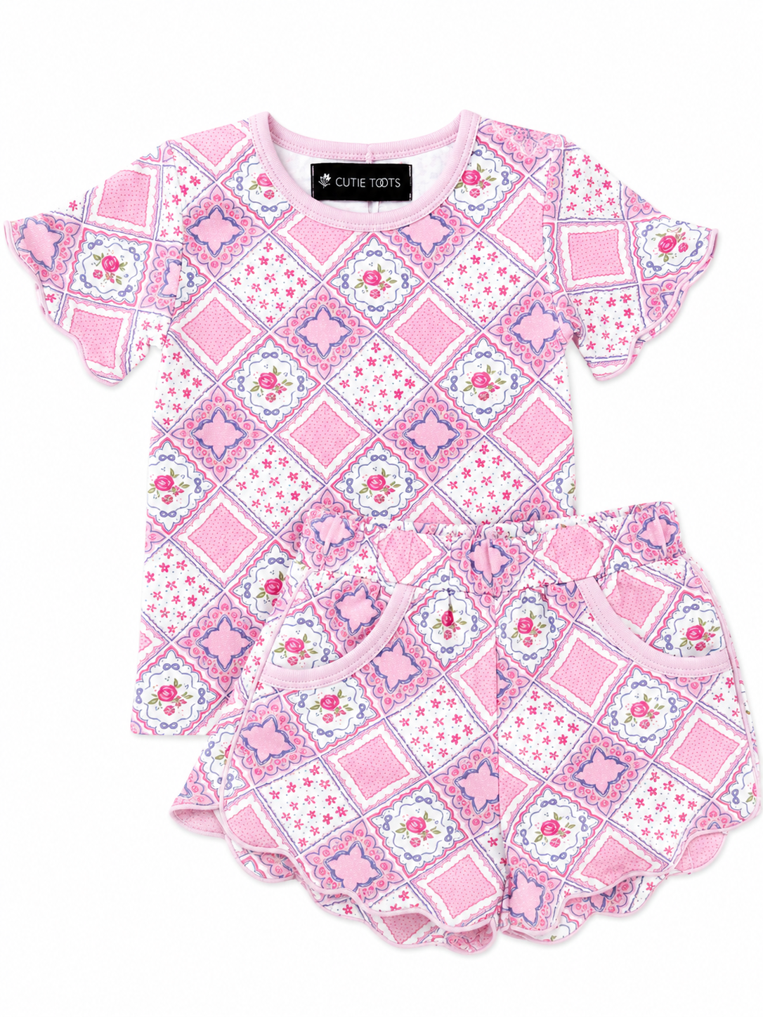 Preorder - Purple Patchwork Floral Short set / ships July