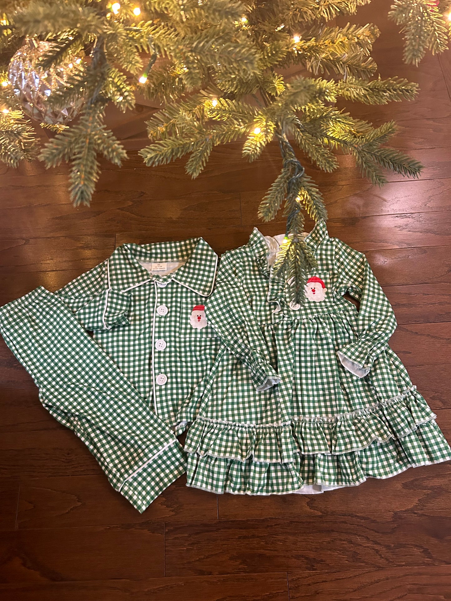 Preorder - green plaid Santa GOWN  - Ships Sept