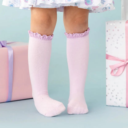 Lilac Lace Top Knee High Socks